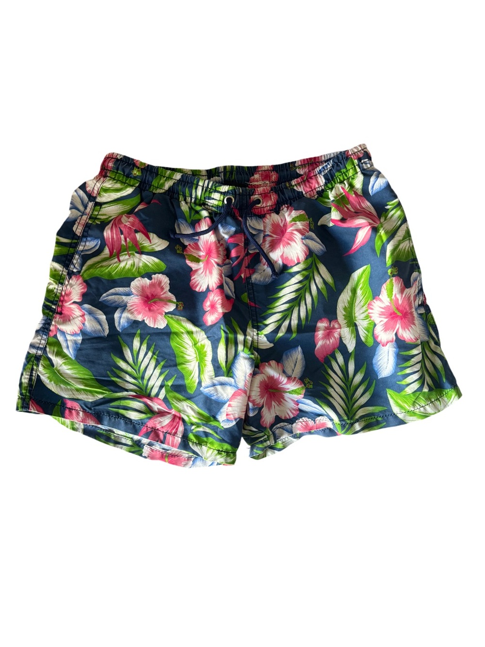 Zara Navy Floral Men's Swim Trunks with Pink & Green Print